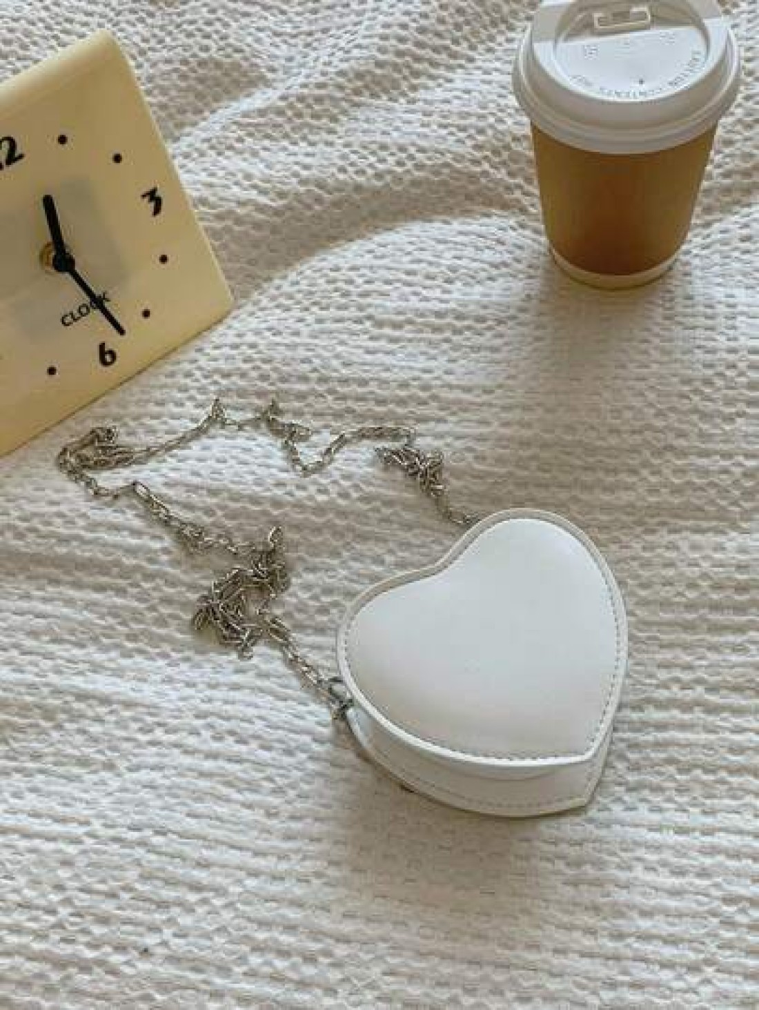 1pc Fashion Solid Color Girls Heart Shaped PU Leather Cross Body Shoulder Bag