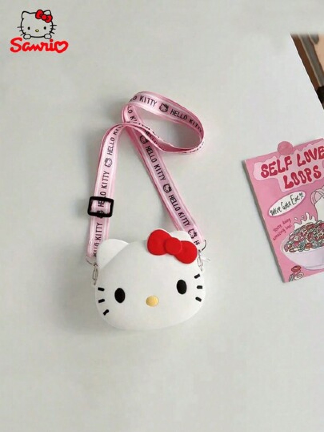 Sanrio حقيبة عبر الجسم بنمط كارتوني كيتي مرحبا قابلة للاستخدام كحقيبة كتف هدية للفتاة