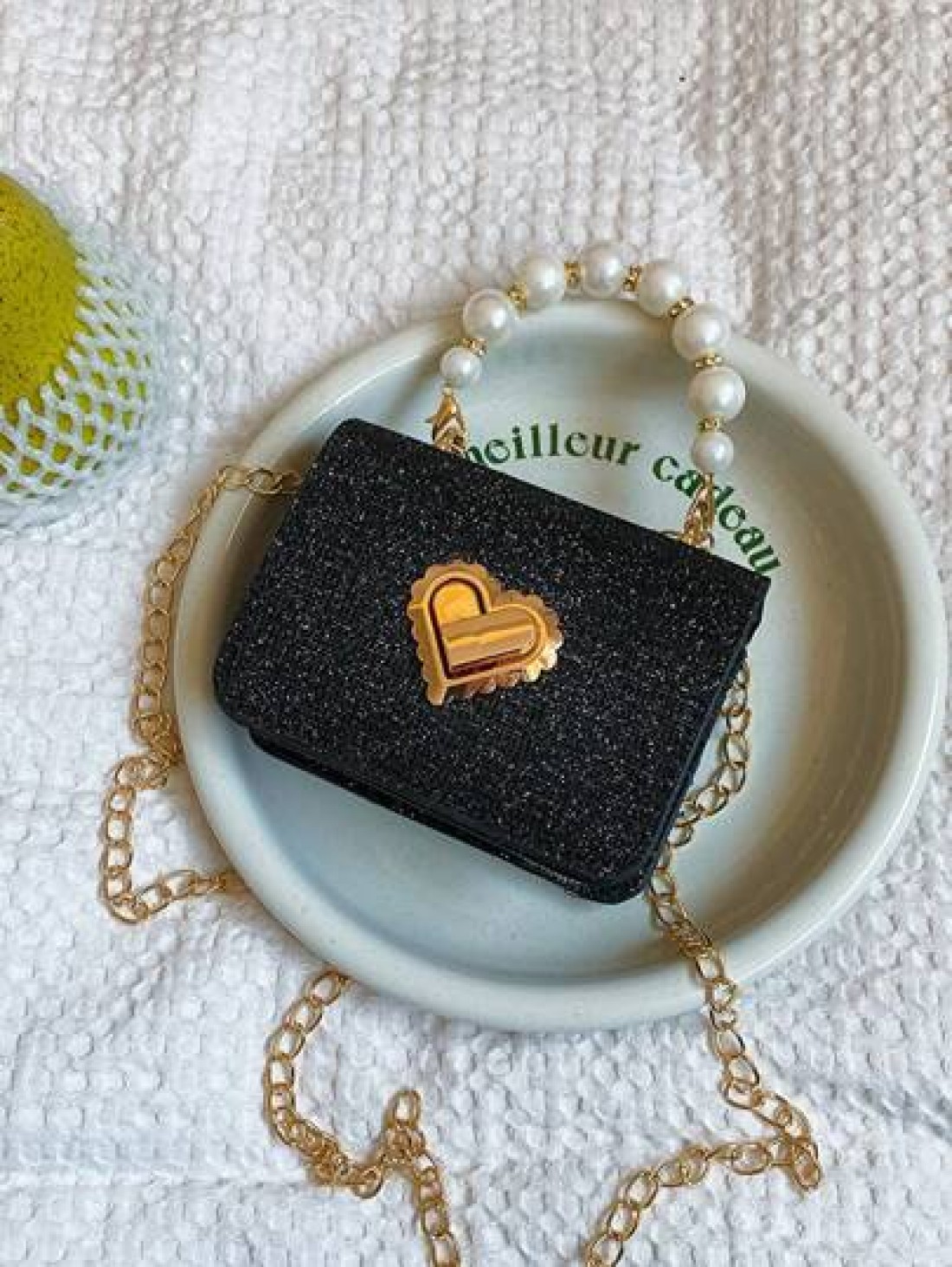Rhombic Fashion Mini Pearl Chain Handbag Mini Children s Shoulder Bag Square Mini Bag