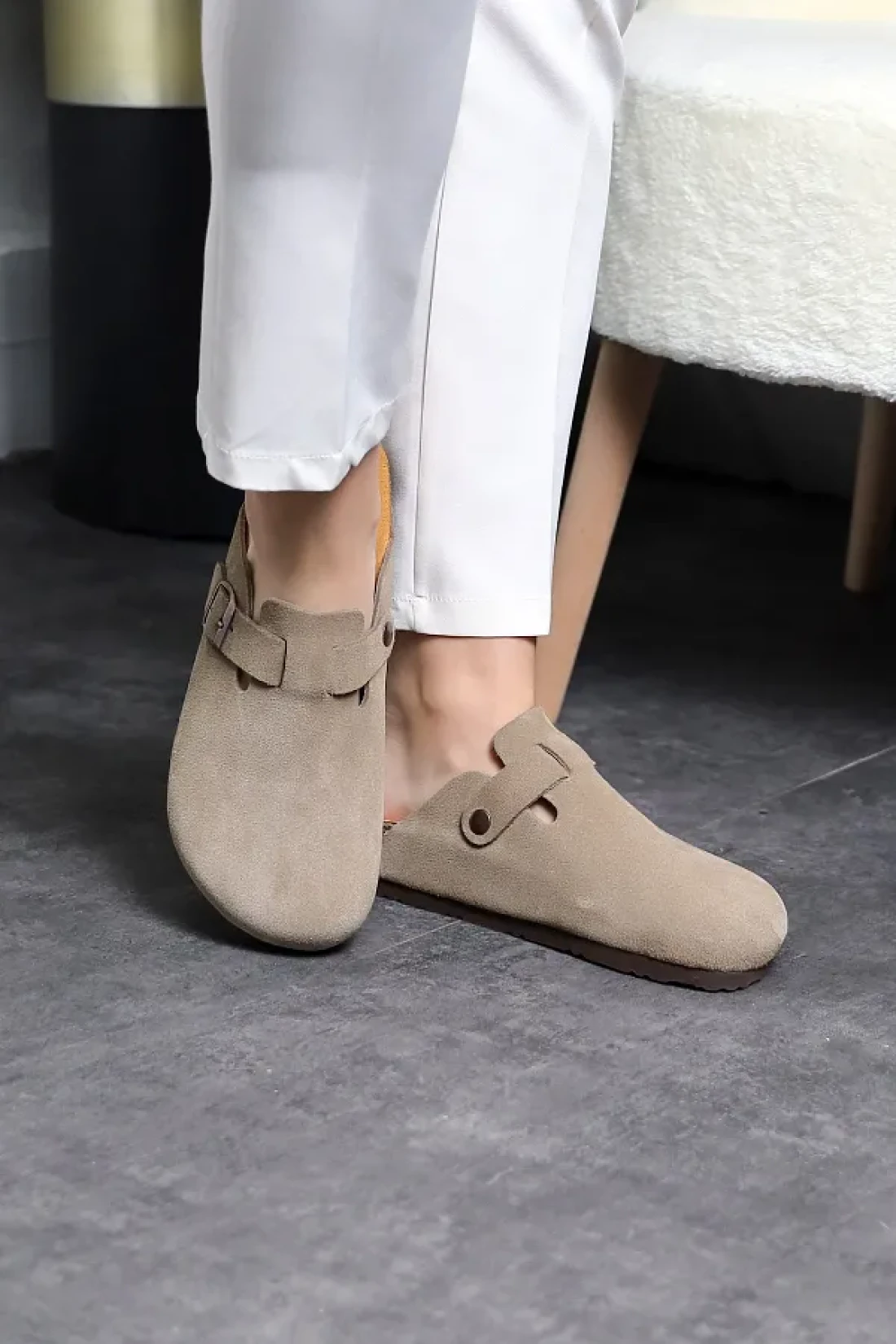 Land of Cork Unisex Suede Snap Closed Slippers - Anatomical Natural Cork Sole, Comfort