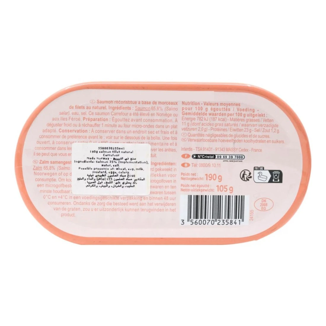 Carrefour Natural Salmon Fillet 190g