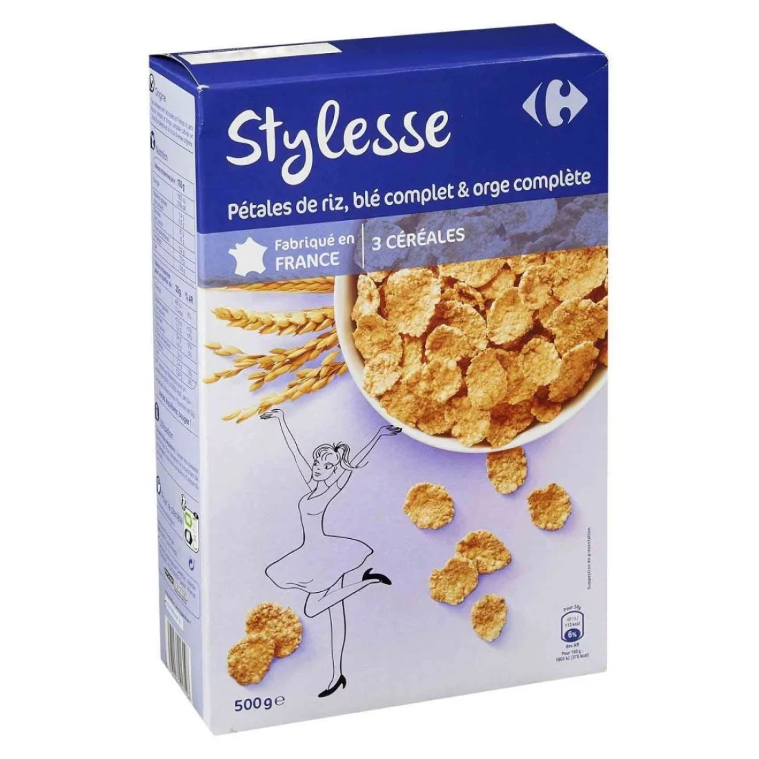 Carrefour Plain Rice Wheat Flakes Cereal 500g