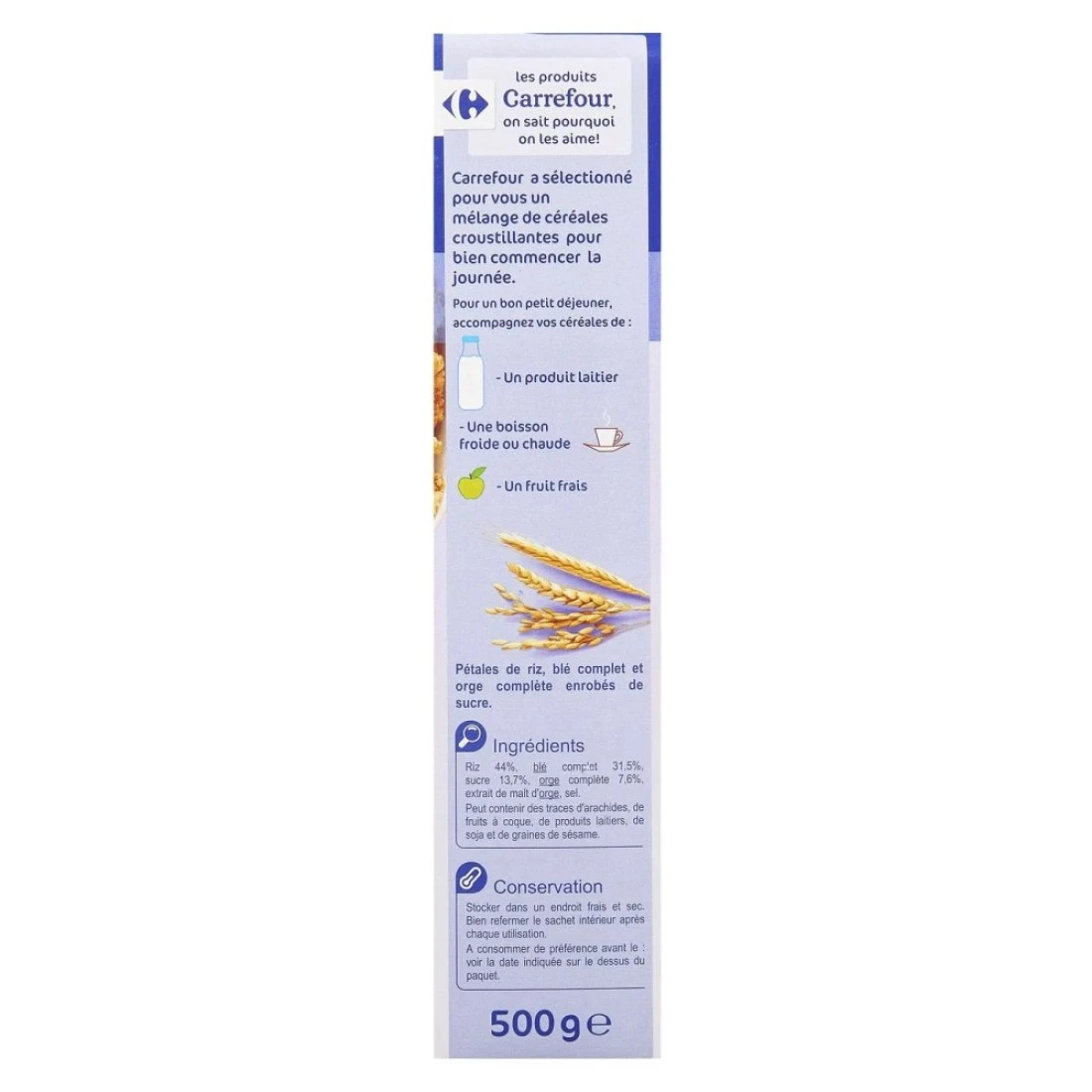 Carrefour Plain Rice Wheat Flakes Cereal 500g