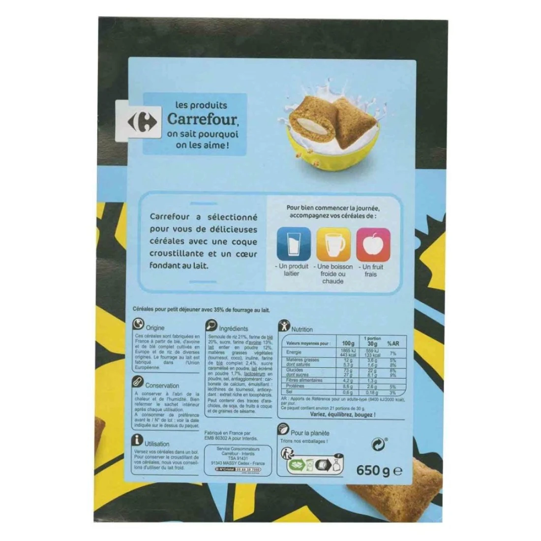 Carrefour Sensation Milk Crocks Breakfast Cereal 650g