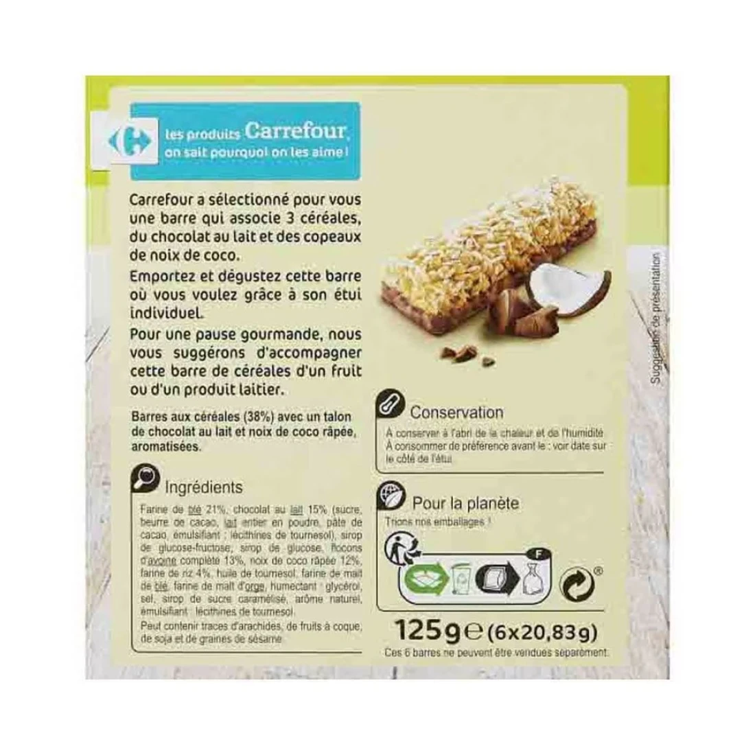 Carrefour Coconut And Chocolate Protein Bar 125g