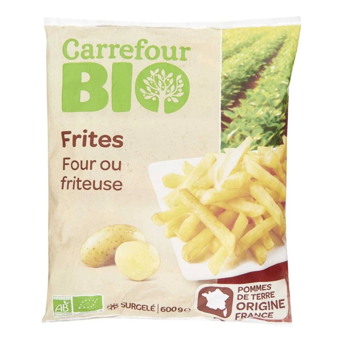 كارفور بيو بطاطس فرنسية مجمدة بحجم 600 غرام
