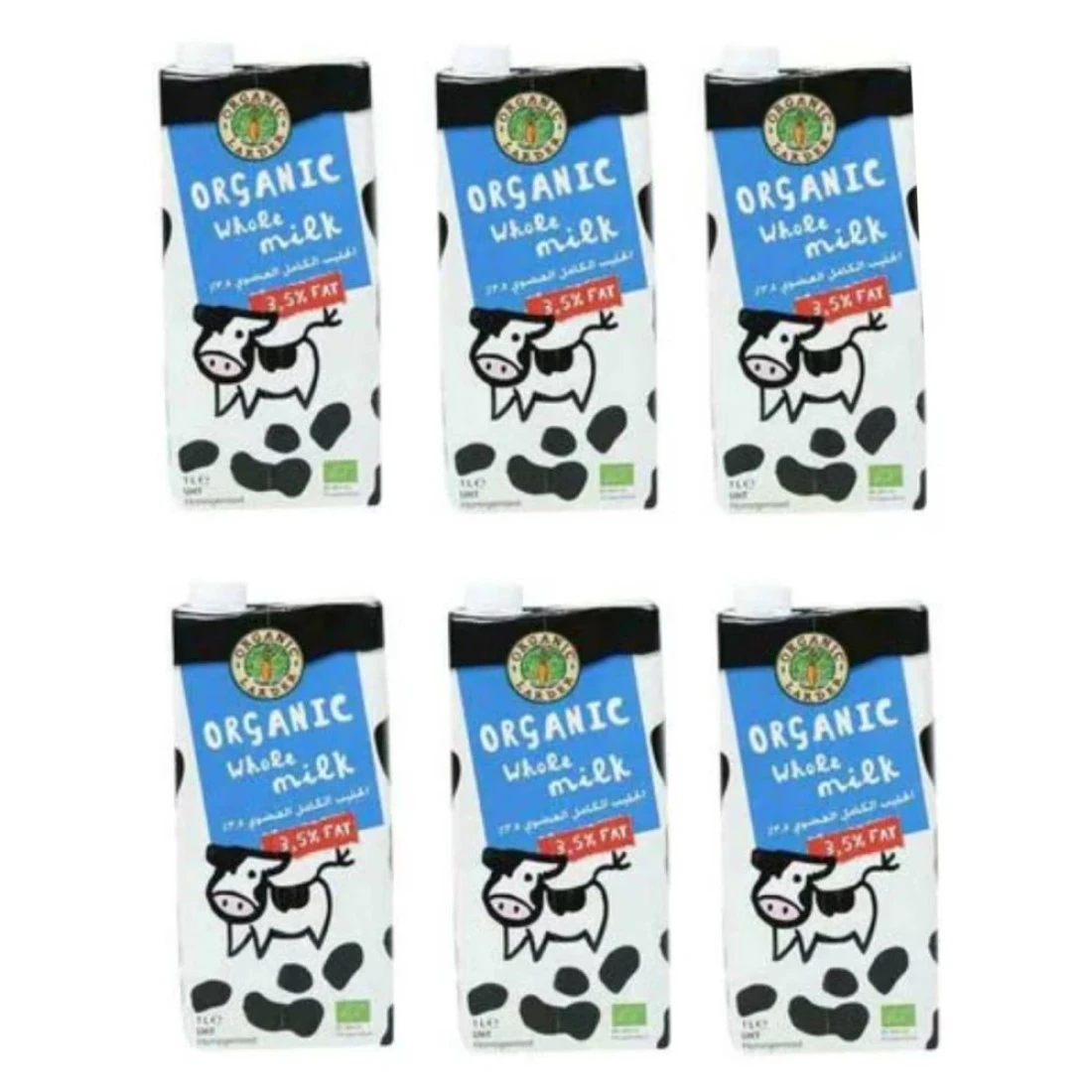 Organic Larder Full Fat UHT Milk 1L Pack of 6