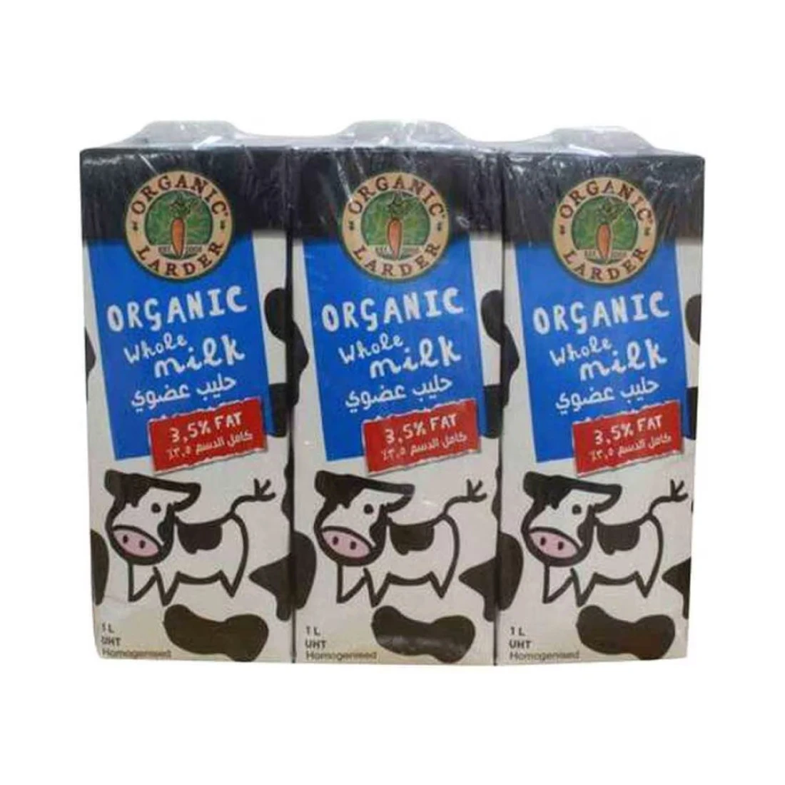 Organic Larder Full Fat UHT Milk 1L Pack of 6