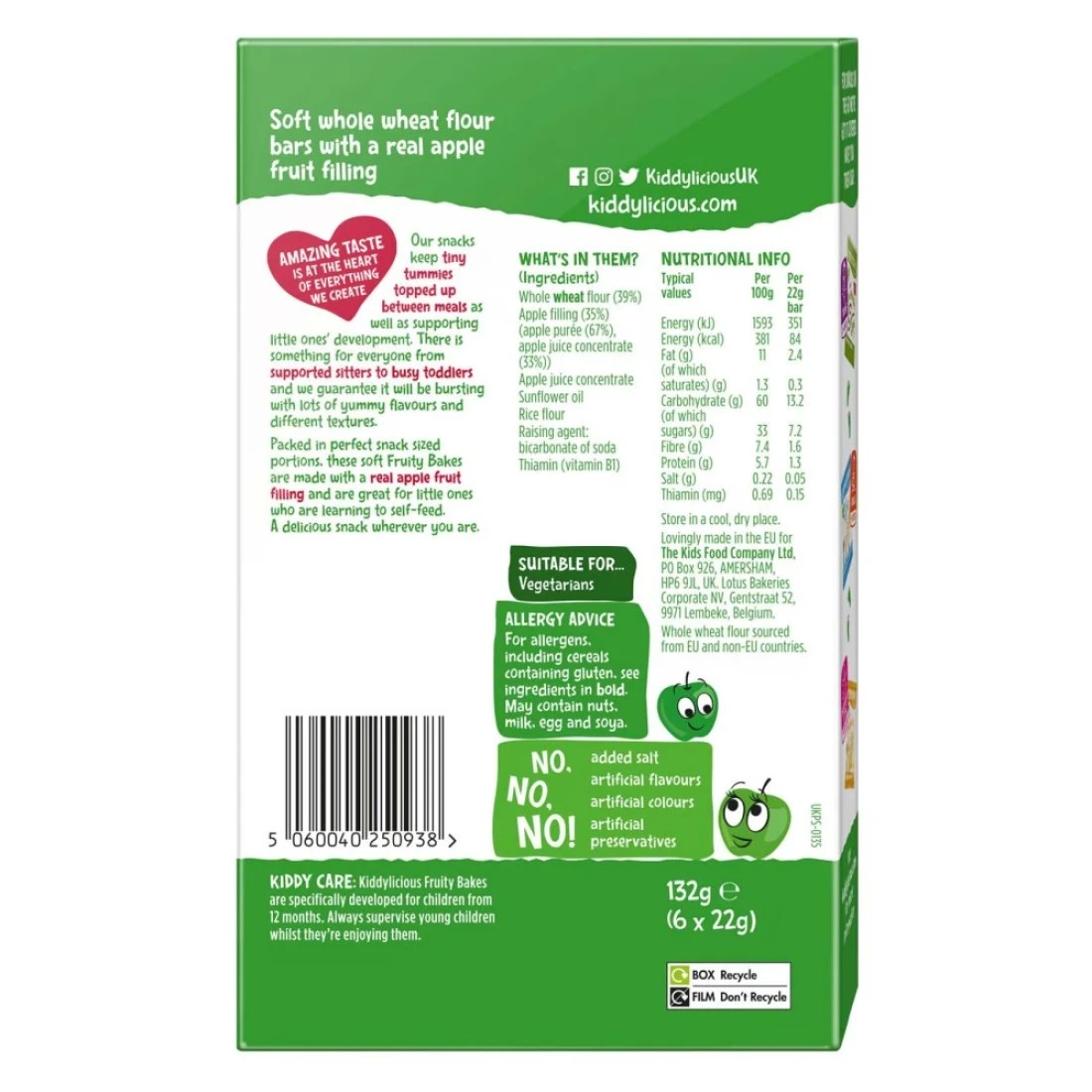 Kiddylicious Apple Fruity Bakes Yellow 132g