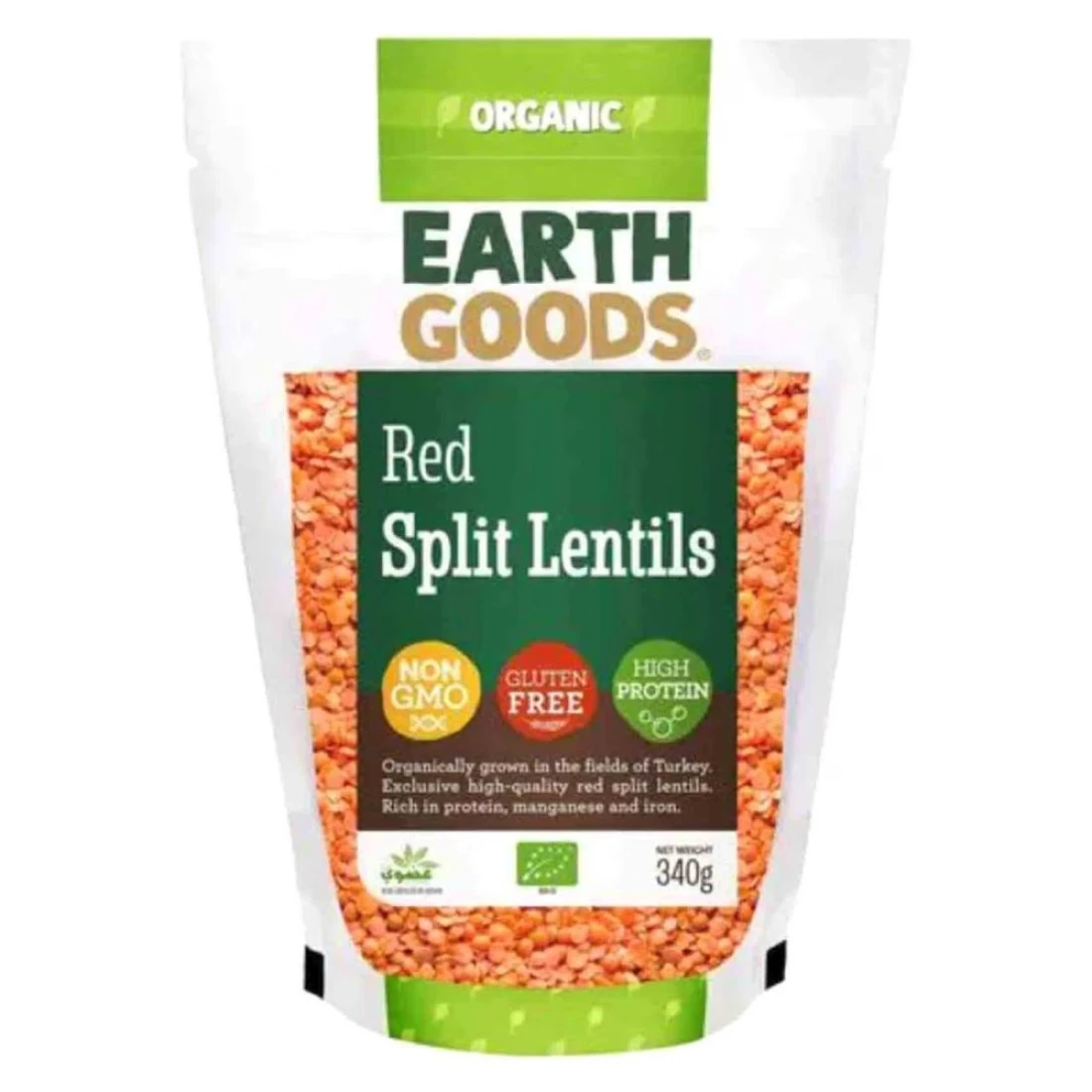 Earth Goods Organic Red Split Lentils 340g
