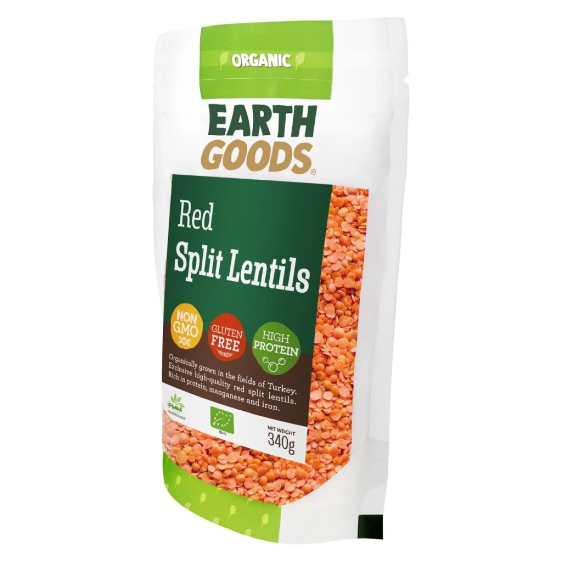 Earth Goods Organic Red Split Lentils 340g