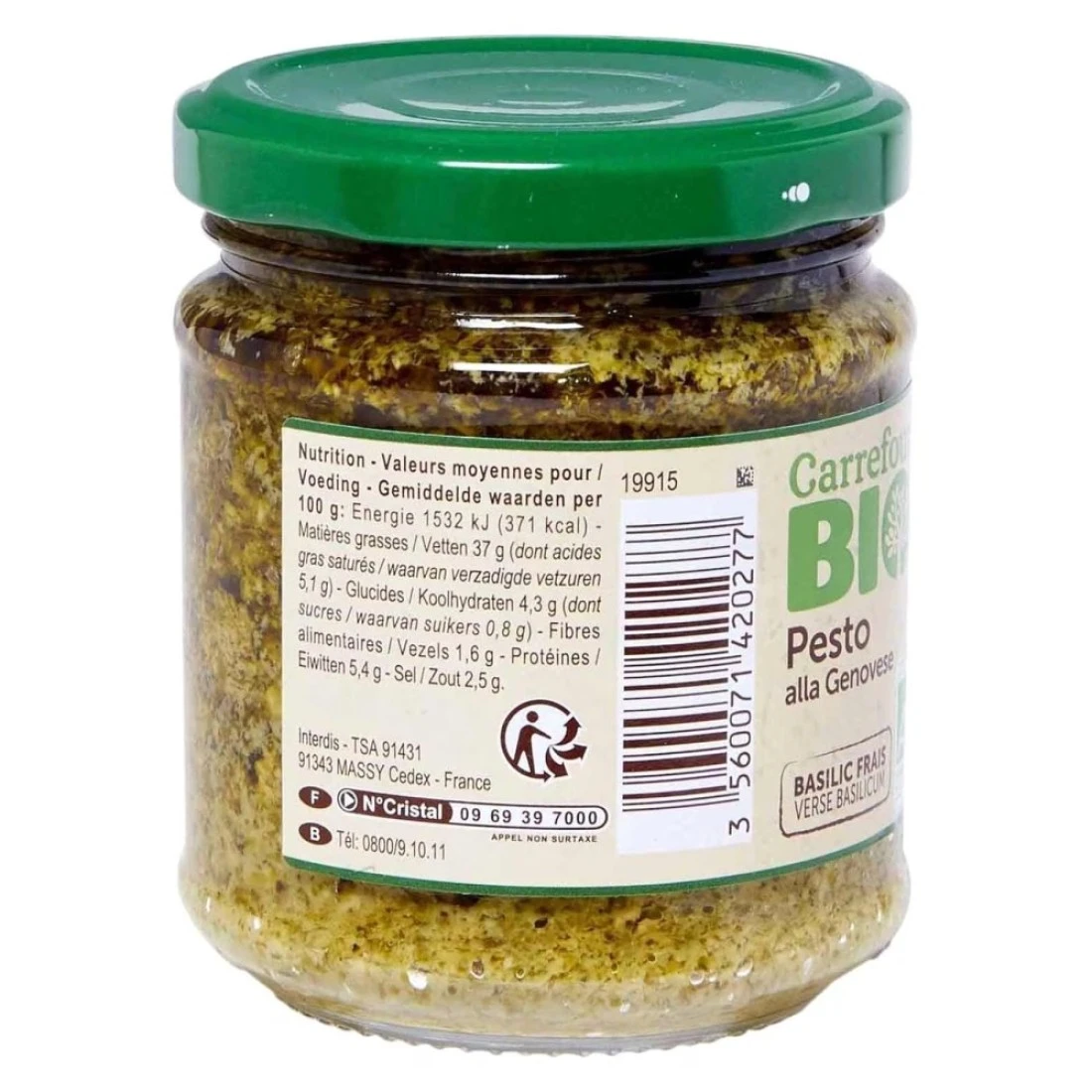 كارفور بيو صلصة البيستو الجينوفيزية 185 غرام