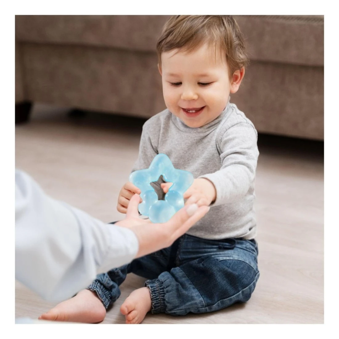 Mickey Patterned Teether Blue TRHA29066