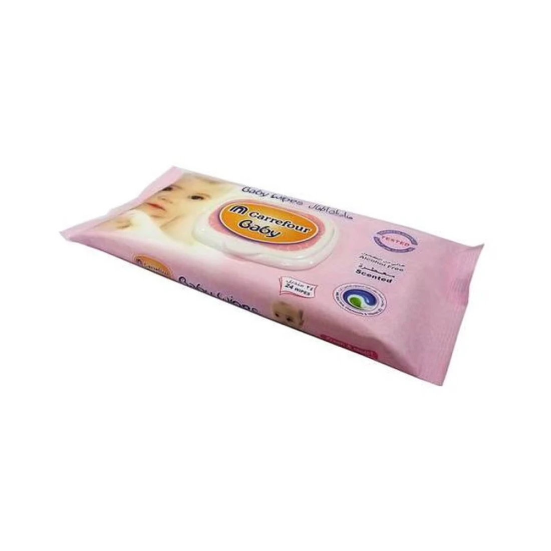 كارفور مناديل مبللة للأطفال خالية من الكحول معطرة برائحة الألوفيرا 24 منديل - أبيض