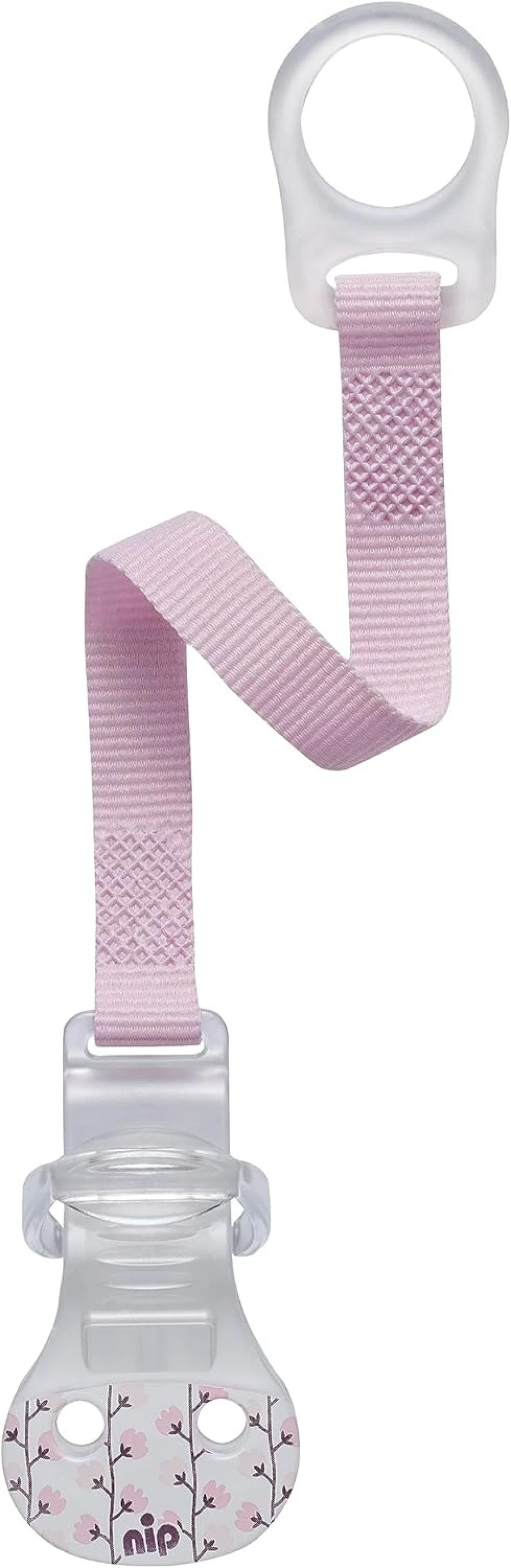 Nip Soother Band With Ring, For Soothers With O Ring, Made In Germany, Pink, 1 Pc