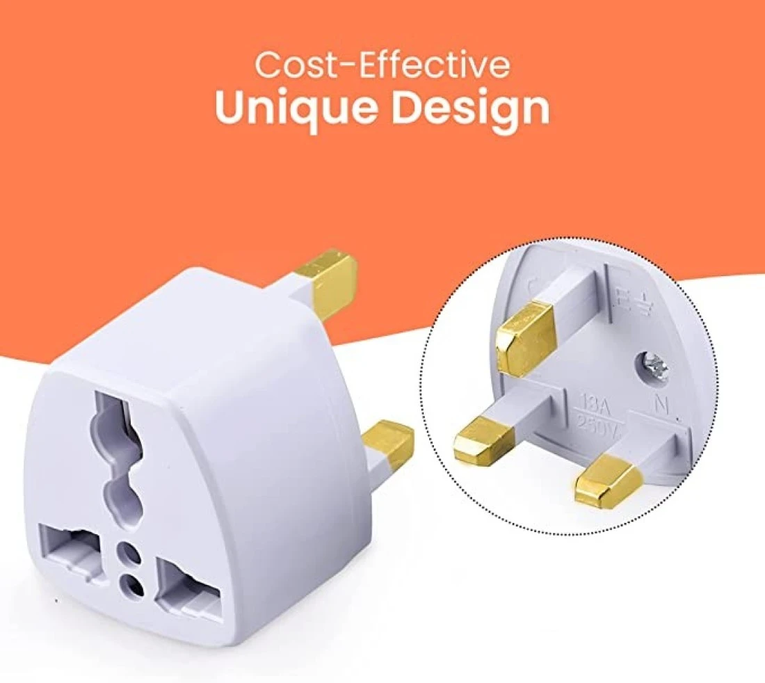 Universal Power Plug for UAE/KSA/UK/HK, 3 Pin Travel Adapter, Power Converter Socket for US/AU/JP/CN - (Pack of 1)