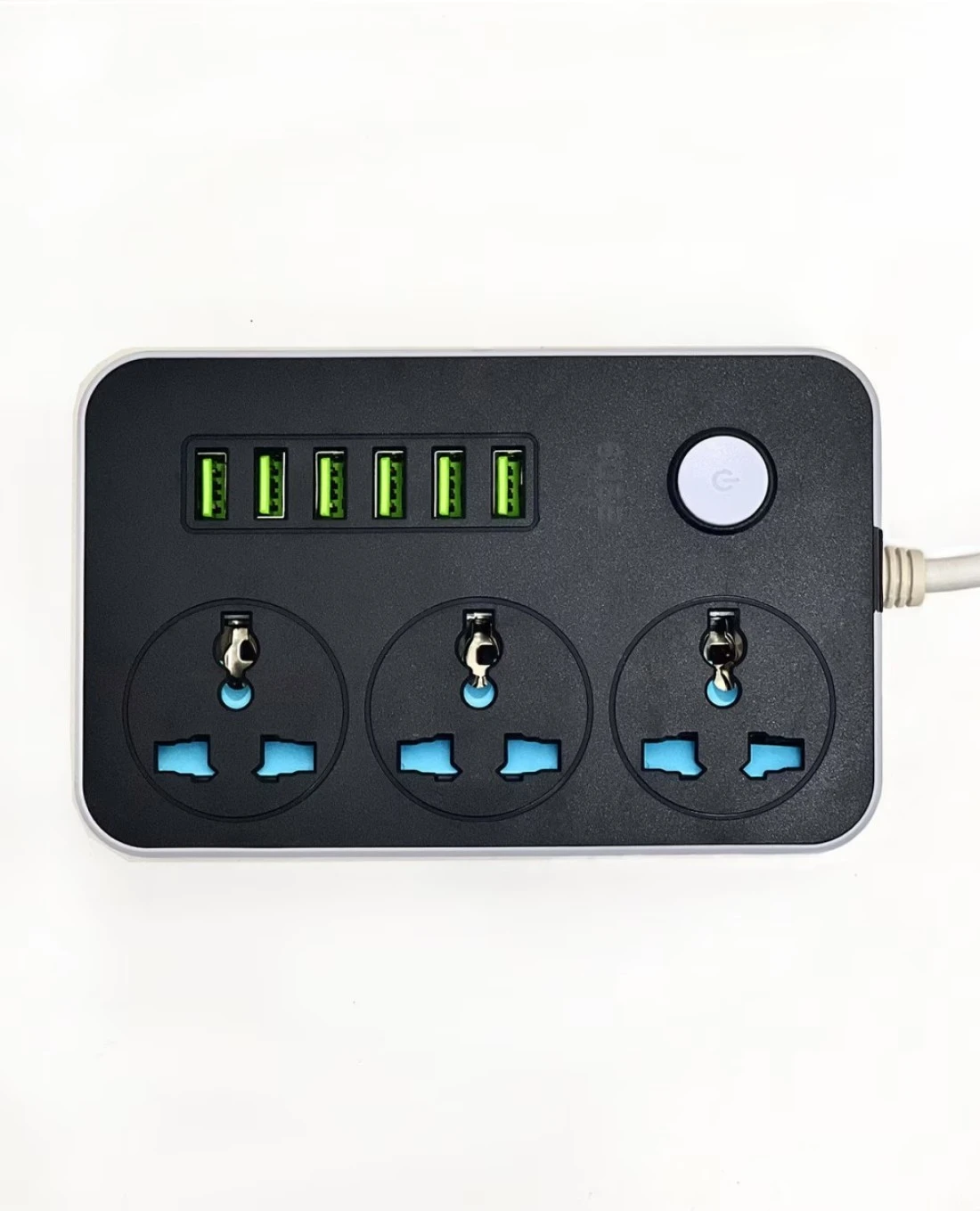 Generic Anti-Static 3 Power Socket 2500W, 10A Max, 250V, 6 USB Ports Auto Max 3.4A 17W Output with 6Ft Extension Cord Cable