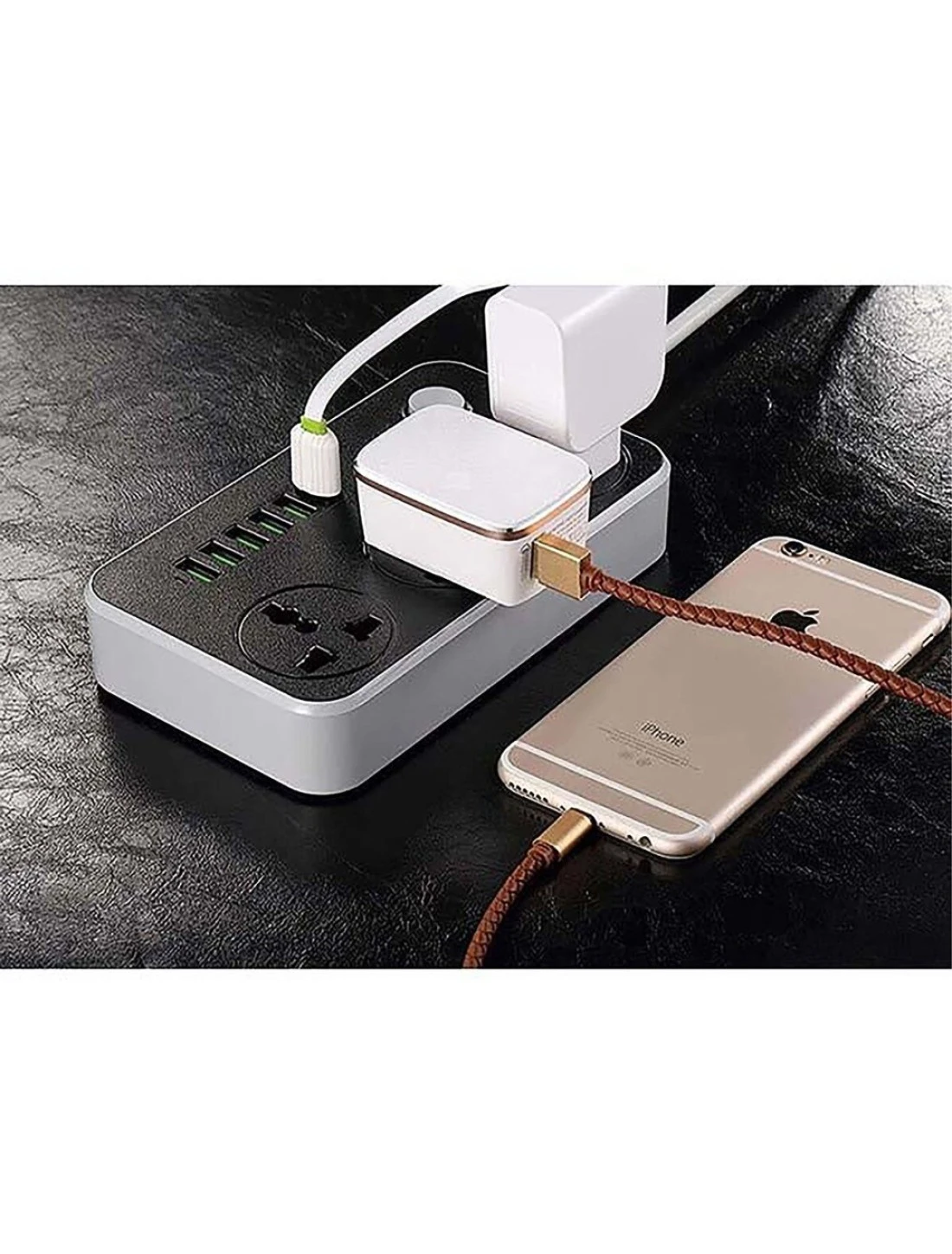 Generic Anti-Static 3 Power Socket 2500W, 10A Max, 250V, 6 USB Ports Auto Max 3.4A 17W Output with 6Ft Extension Cord Cable