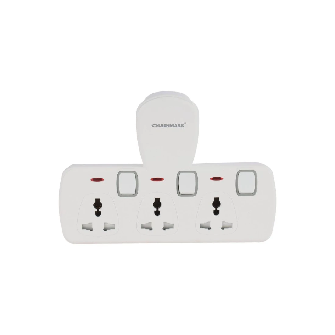 Olsenmark 3 way Universal Wall Socket with Individual Switches- OMES1859D/ Equipped with PP Fire Proof Housing, Copper Parts, and Child Safety Shutter/ Ideal for Home, Office