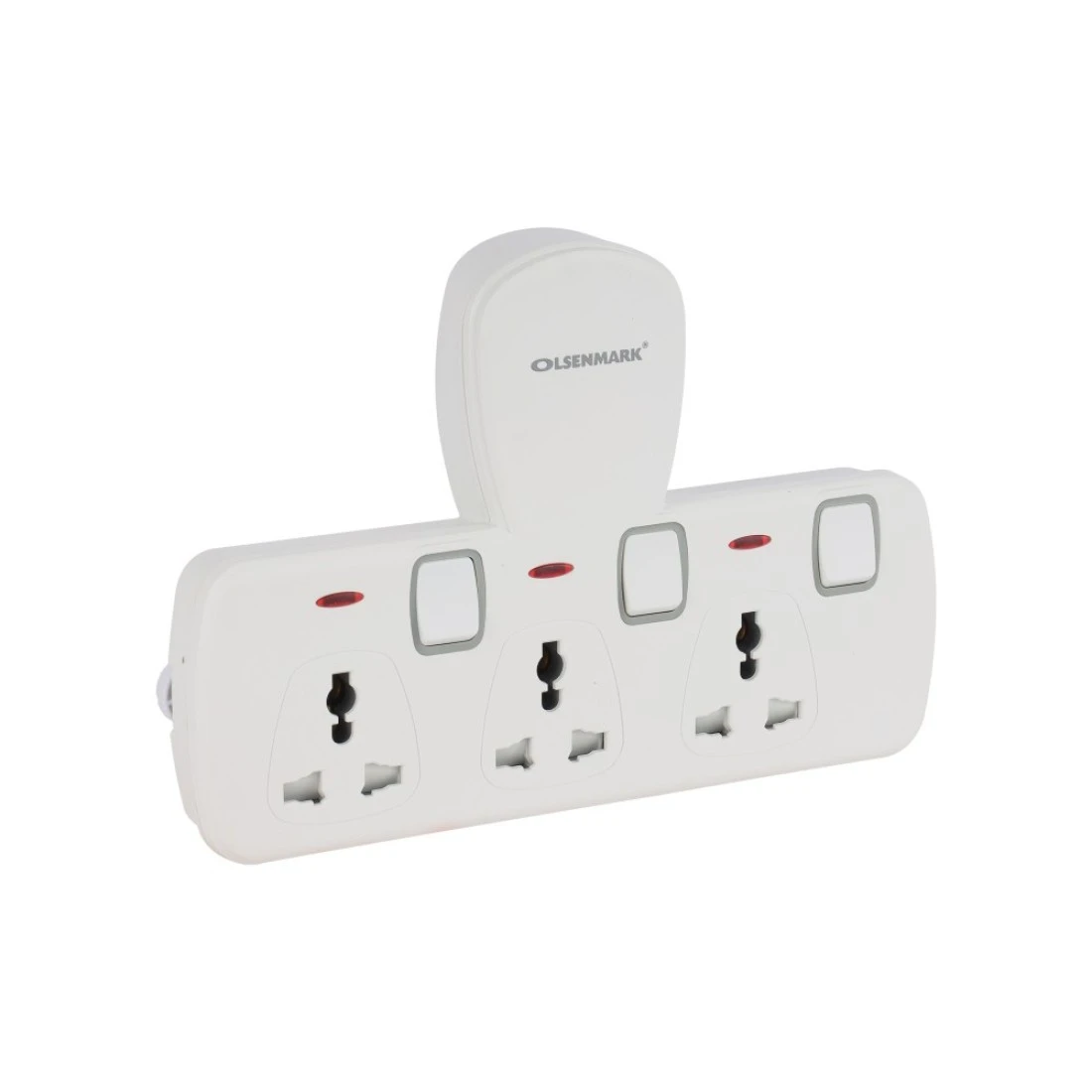 Olsenmark 3 way Universal Wall Socket with Individual Switches- OMES1859D/ Equipped with PP Fire Proof Housing, Copper Parts, and Child Safety Shutter/ Ideal for Home, Office