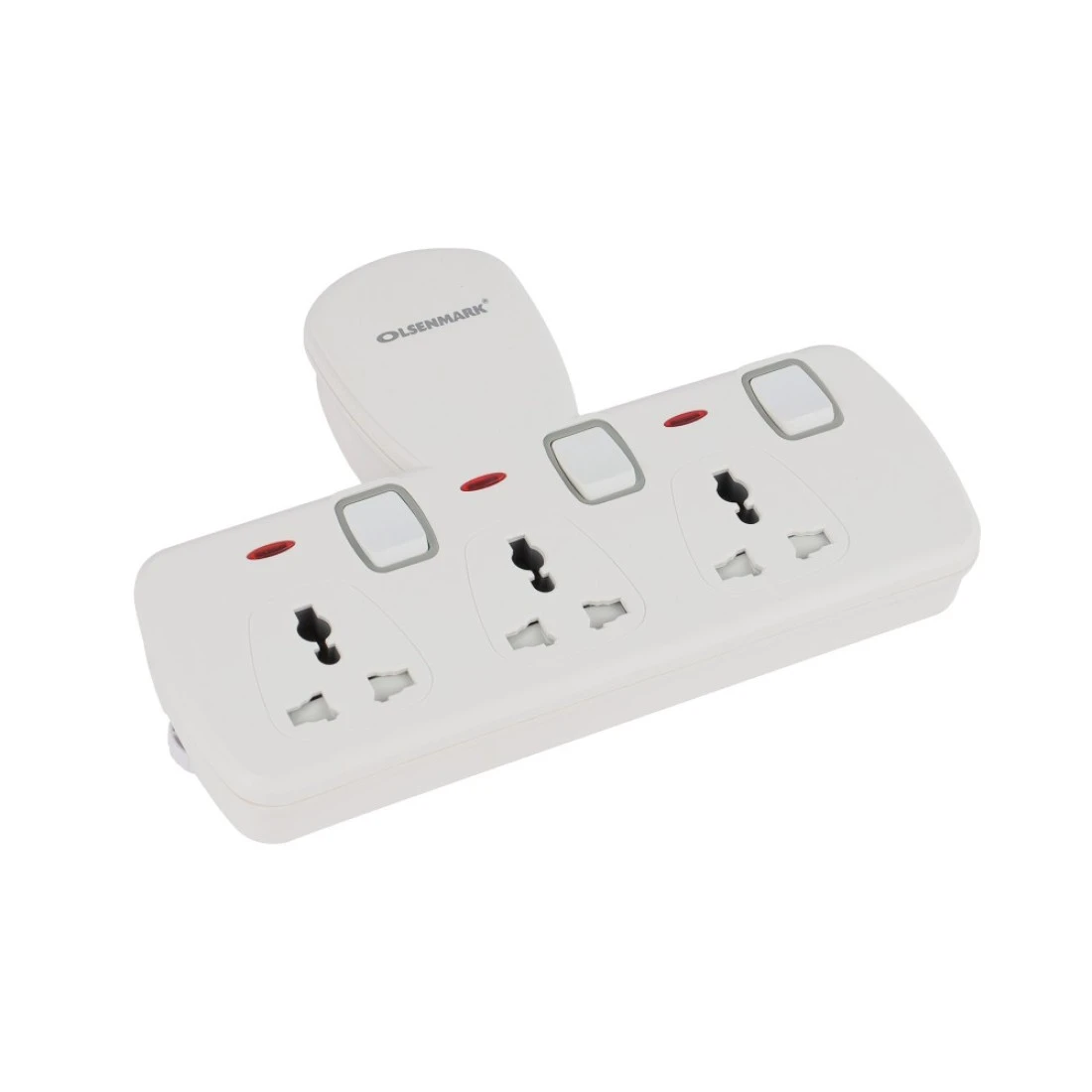 Olsenmark 3 way Universal Wall Socket with Individual Switches- OMES1859D/ Equipped with PP Fire Proof Housing, Copper Parts, and Child Safety Shutter/ Ideal for Home, Office