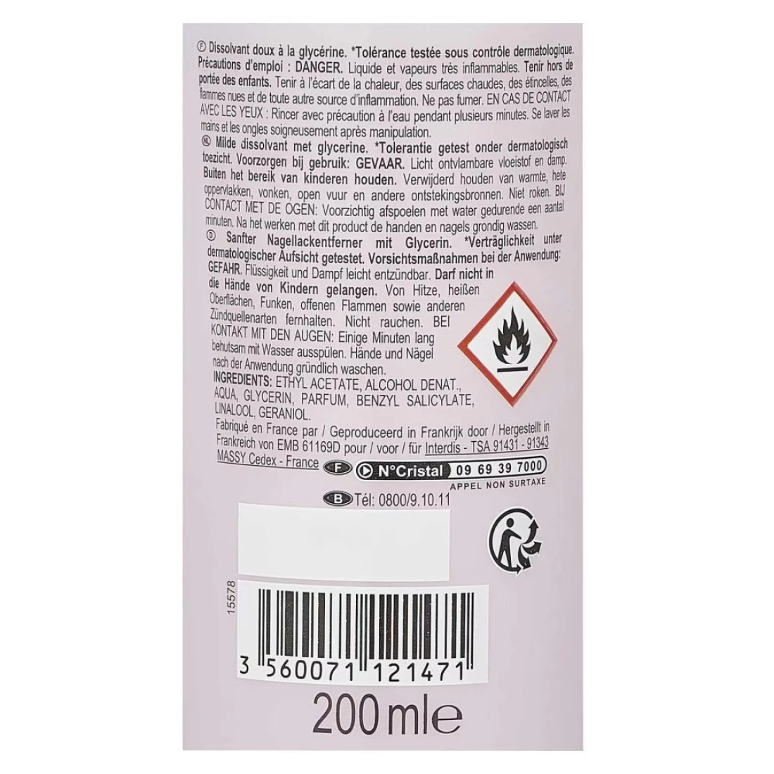 Carrefour Soft Nail Polish Remover Acetone 200ml