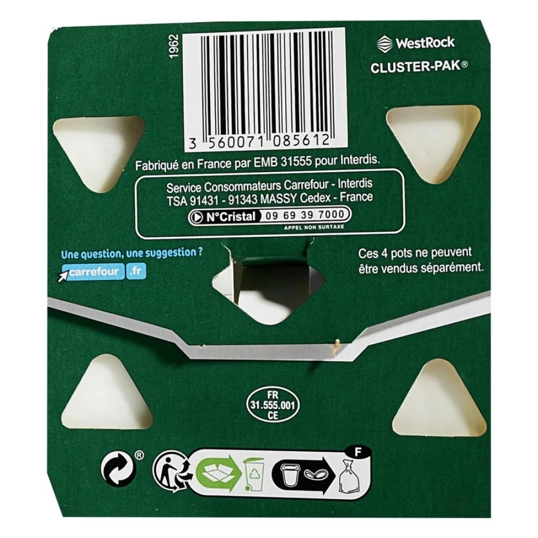 كارفور بيو زبادي سادة 115 غرام حزمة من 4