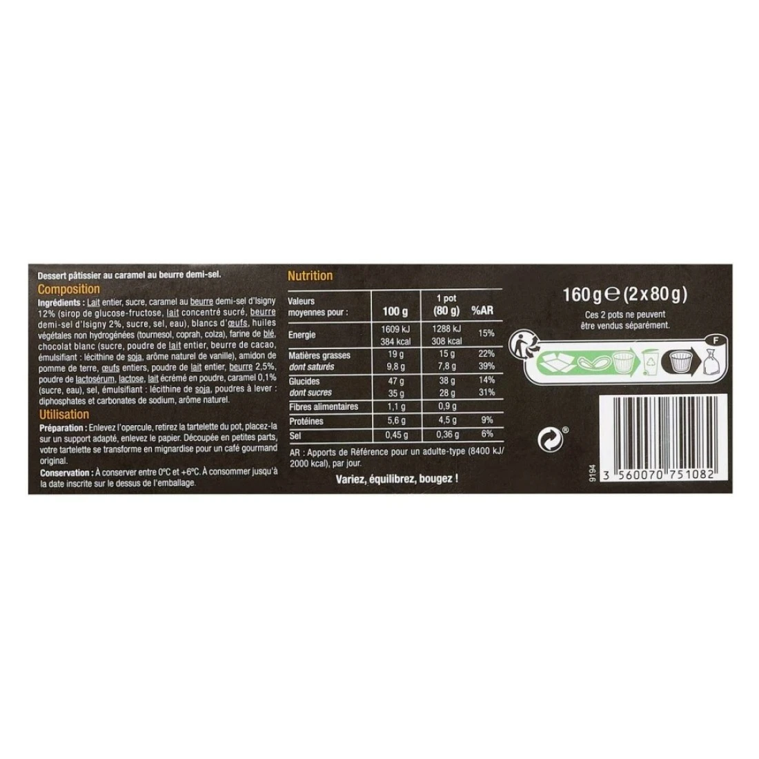 Carrefour Selection Caramel Desert 80g Pack of 2