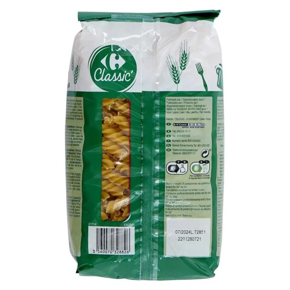 Carrefour Classic Fusilli Pasta 500g