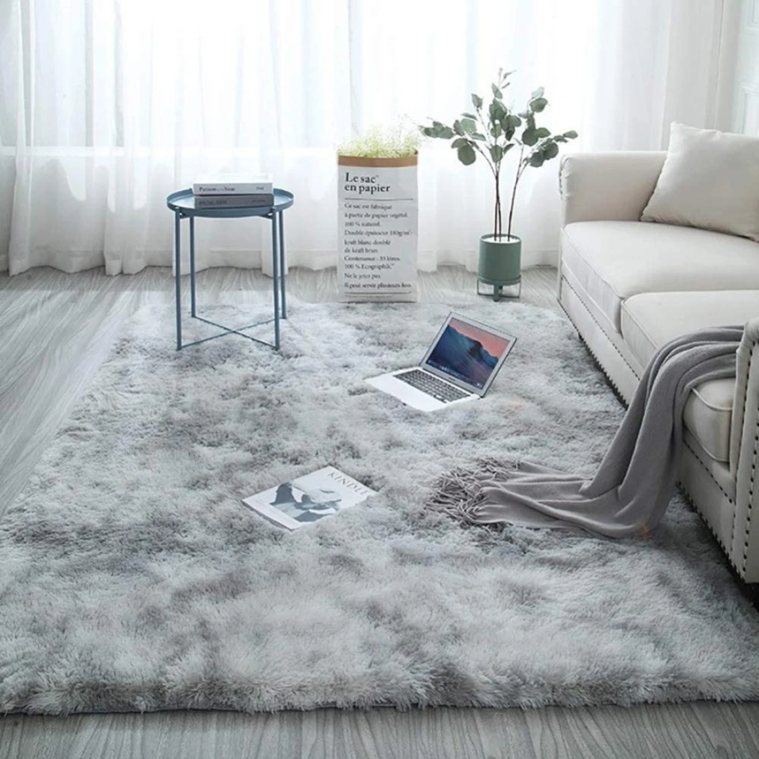 Generic Area Carpet, Pile Rug, Shaggy Multipurpose Non Shedding Anti Slip, For Bedroom Living Room - Light Grey 140X200cm