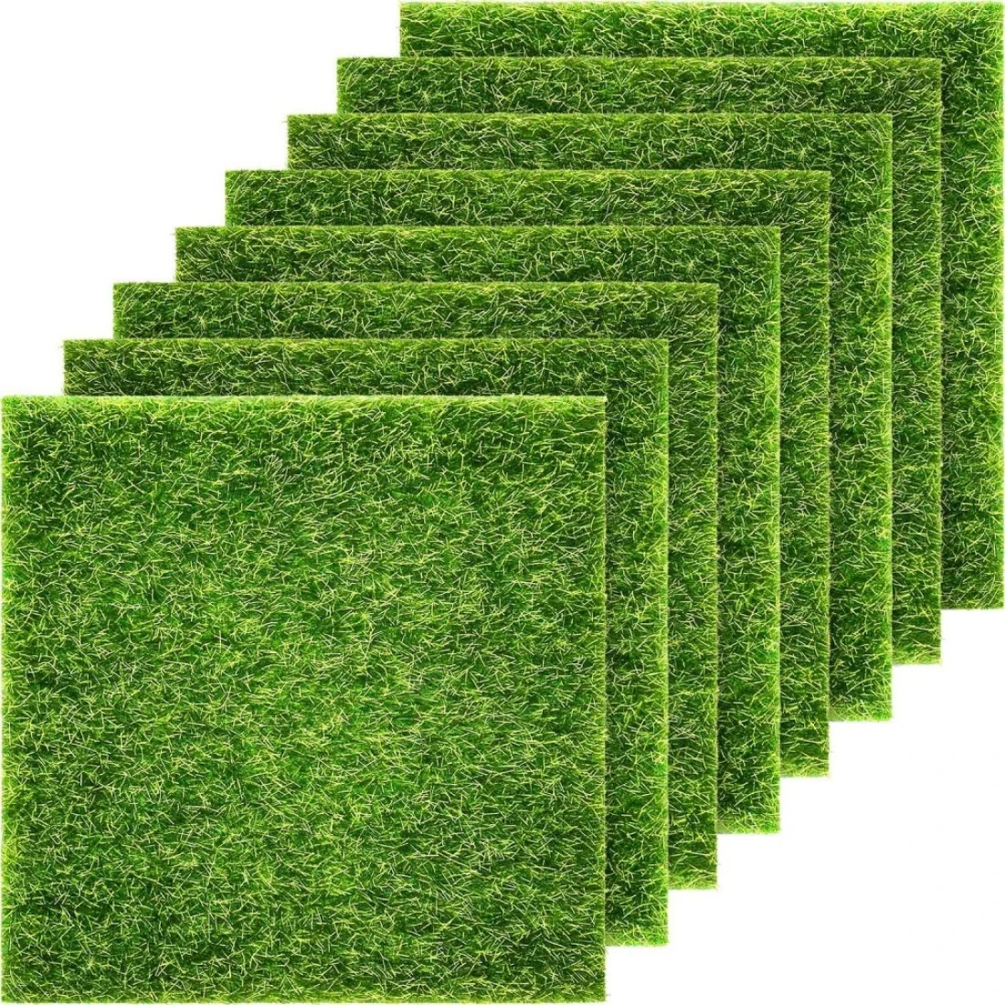 Pangda 8 Packs Garden Craft Grass Fake Grass for Crafts 6 x 6 Inches Miniature Ornament Garden Dollhouse DIY Grass Fairy Artificial Grass Lawn