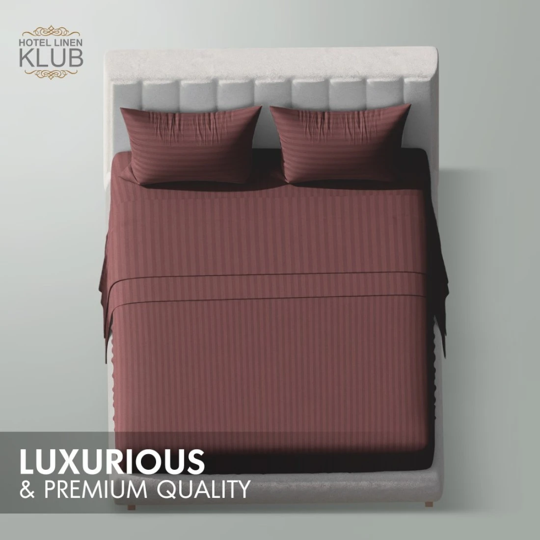 Klub Linen 3PC Striped Fitted Sheet Set, Ultra Soft Microfiber Bedding Set - 1 Fitted Sheet Single (90x190cm) with Deep Pocket and 2 Pillowcases (50 x 75 cm), Chocolate