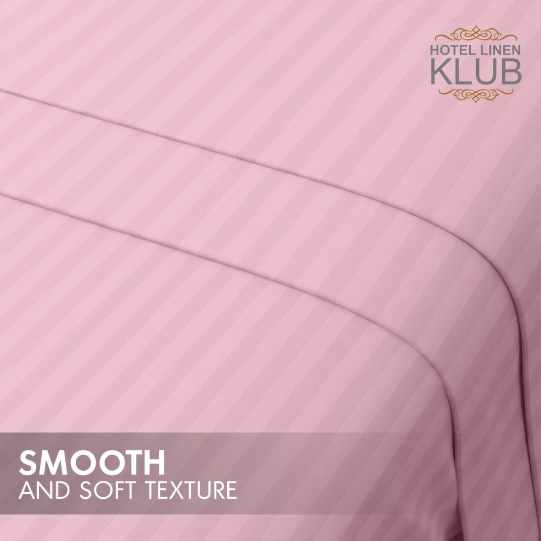 Klub Linen 3PC Striped Fitted Sheet Set, Ultra Soft Microfiber Bedding Set - 1 Fitted Sheet Double (120x200cm) with Deep Pocket and 2 Pillowcases (50 x 75 cm), Baby Pink