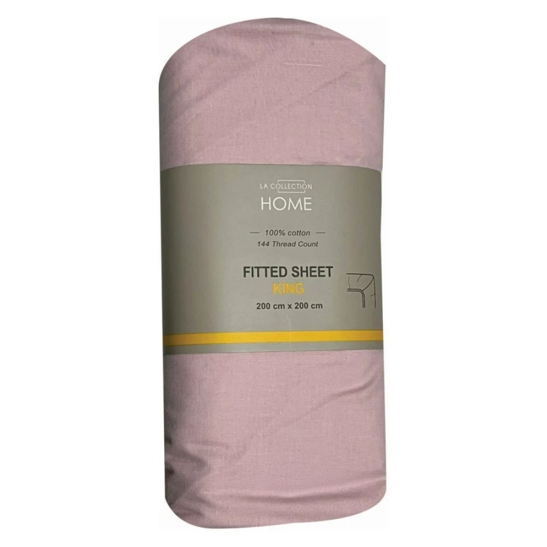 LA Collection 144 Thread Count Cotton Fitted Sheet King Light Pink 200x200cm