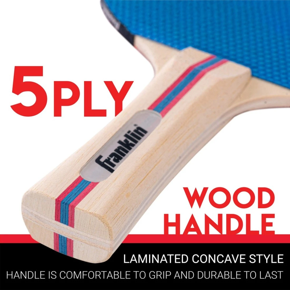 Franklin Sports Ping Pong Paddle Set with Balls 2 Player Table Tennis Paddle Kit with 2 Paddles 3 Balls Included Red Blue