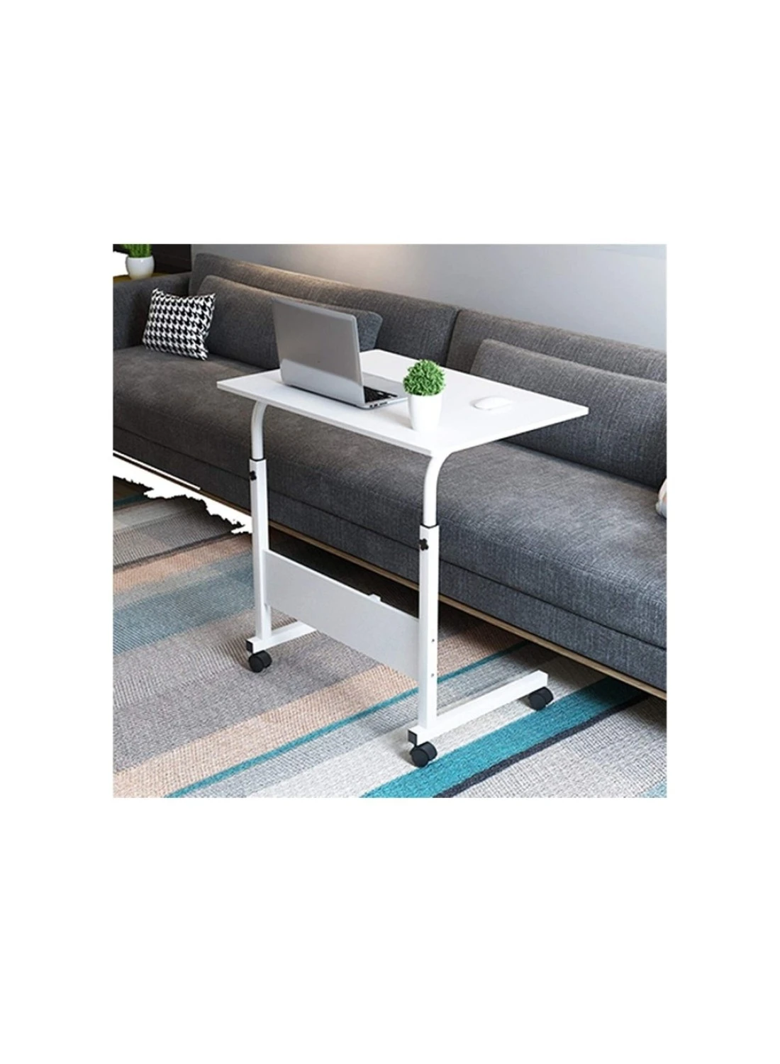 Over Bed Tables Laptop Cart 80cm 50cm Computer Workstations Mobile Table Movable Portable Adjustable Notebook Stand On Wheels For Small Space