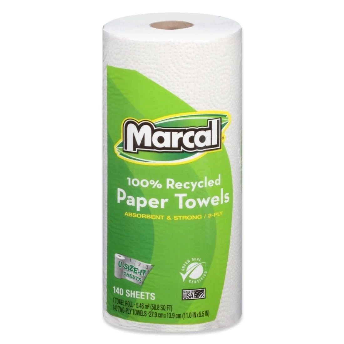 Marcal Paper Towels USizeIt Sheets 2 Ply 140 Sheets Per Roll 100 Recycled 12 Roll Out Rolls Per Case Green Seal Certified Paper Towel Rolls 06183