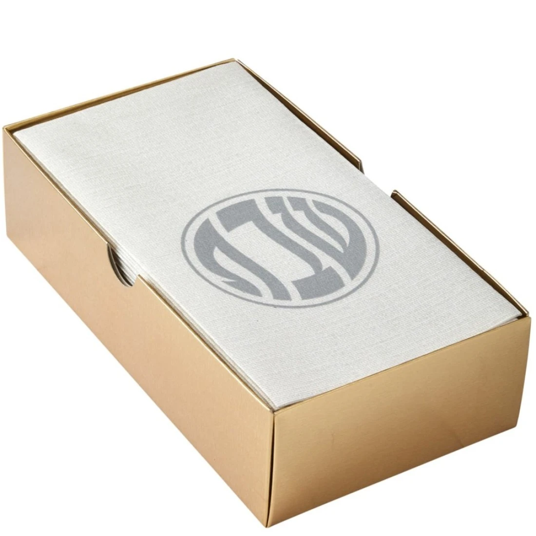 Silver Spoons LINEN FEEL DISPOSABLE MONOGRAMMED GUEST TOWELS European Made Shabbos Symbol 24 pc for Upscale Wedding and Dining (Ivory/Silver)