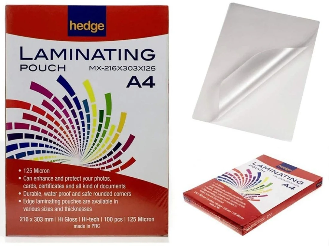 Generic Rounded Corner High Gloss Durable Clear Laminating Pouch Film A4 Size -100 Sheets Pack