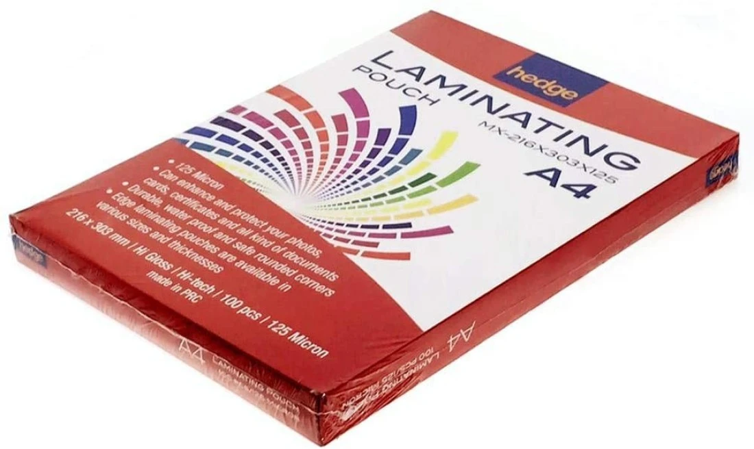 Generic Rounded Corner High Gloss Durable Clear Laminating Pouch Film A4 Size -100 Sheets Pack