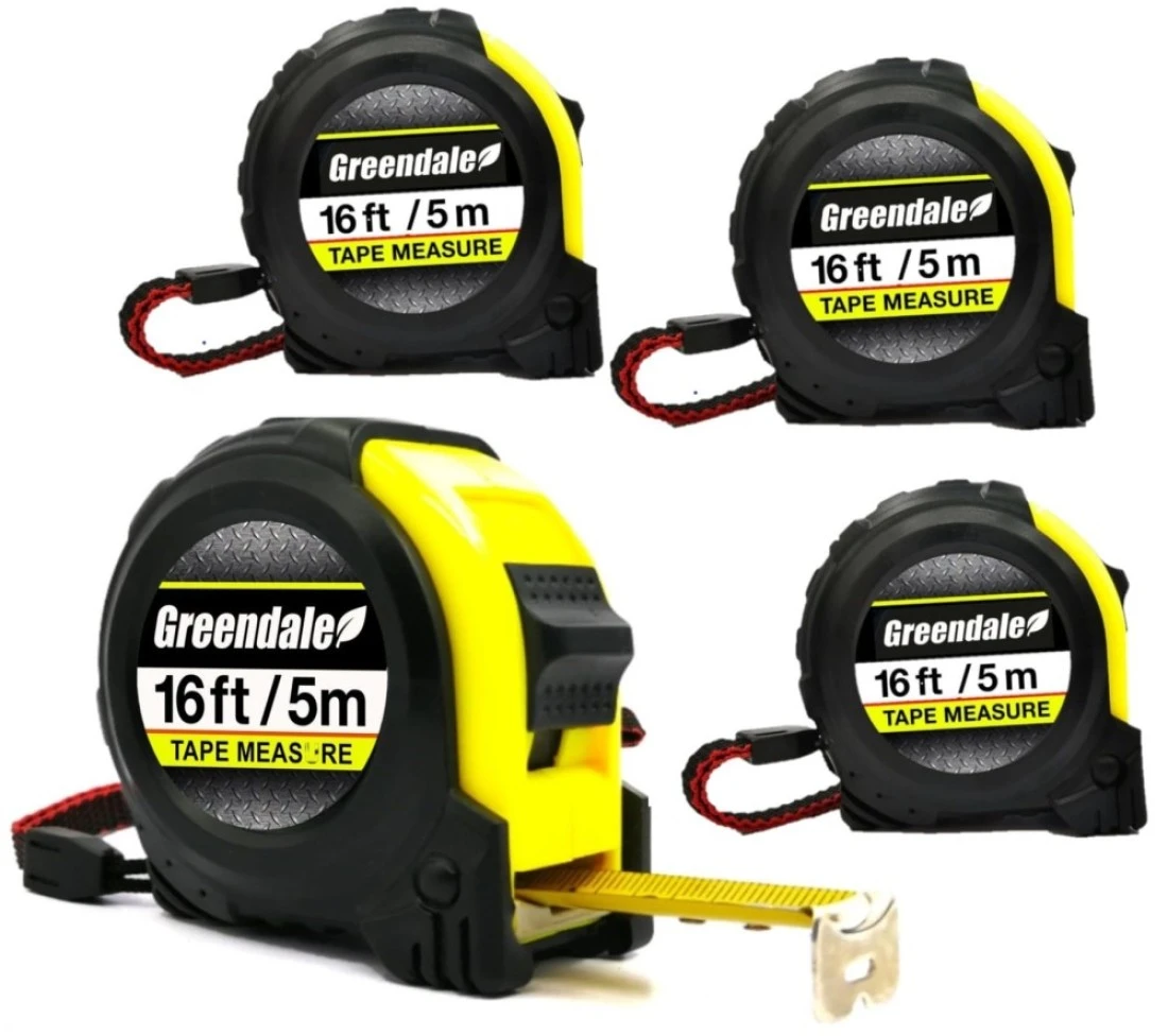Greendale - 1 Pack - 25 ft Tape Measures - Easy to Read Fractions to 1/8th inch - Magnetic Tip - Thumb and Quick Lock - Autowind - Belt Clip (Measuring Tapes)