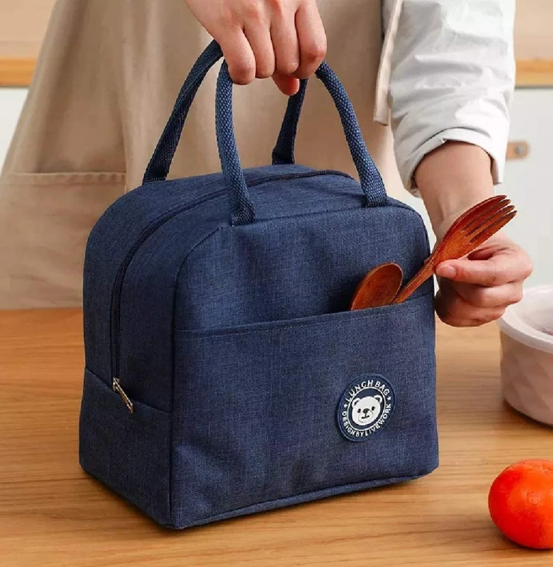 Insulated Lunch Bags for Women and Men, Leak-Proof Water-Resistant bag container for Adults, kids, Light-weight Portable lunch box for Office work, Outdoor, Picnic, School etc.(Blue)