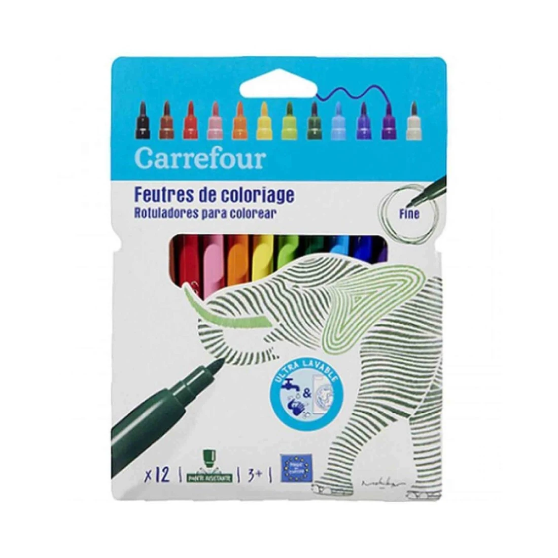 Carrefour Fine Point Markers 12 PCS