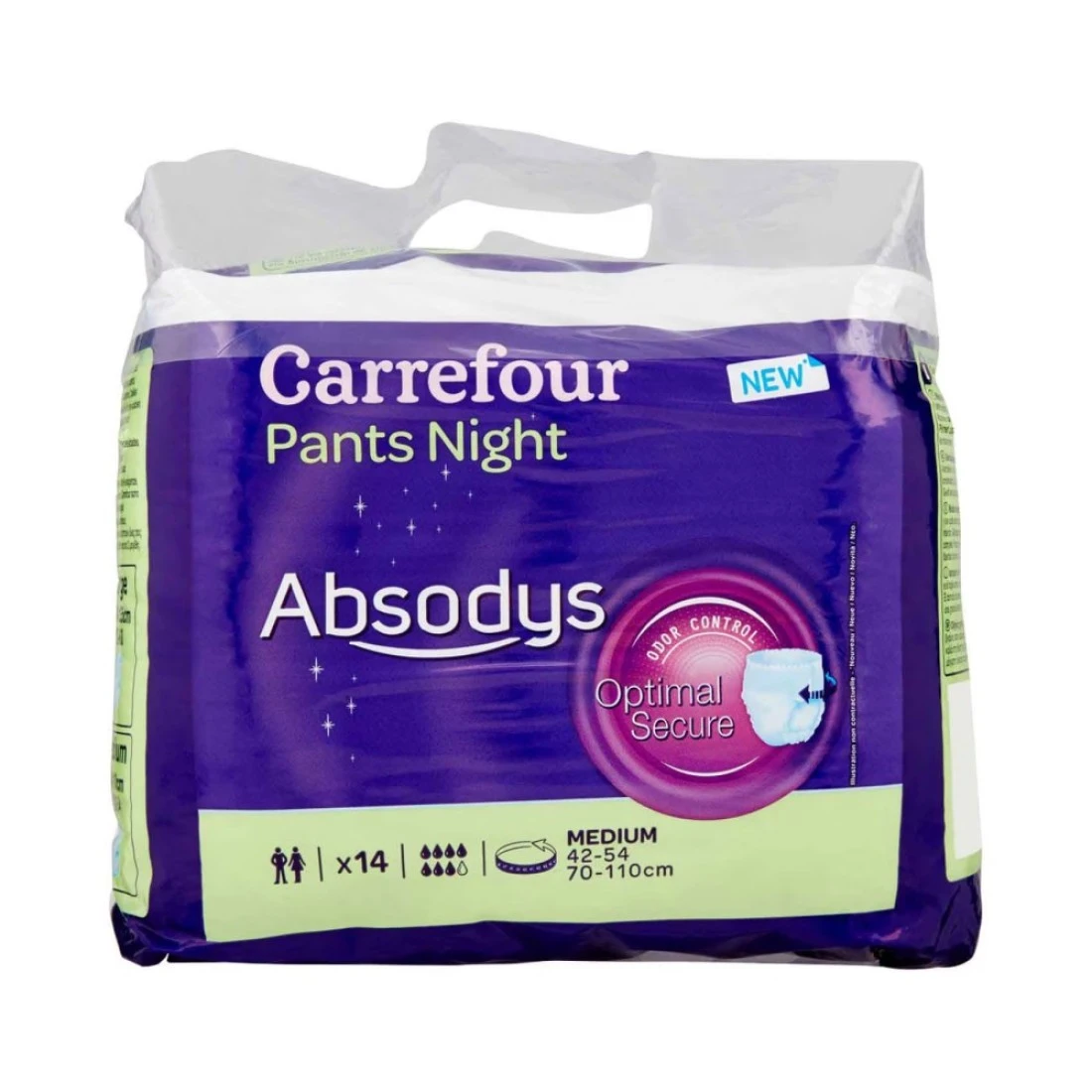 Carrefour Absodys Pants Night Adult Diaper Medium White 14 Diapers