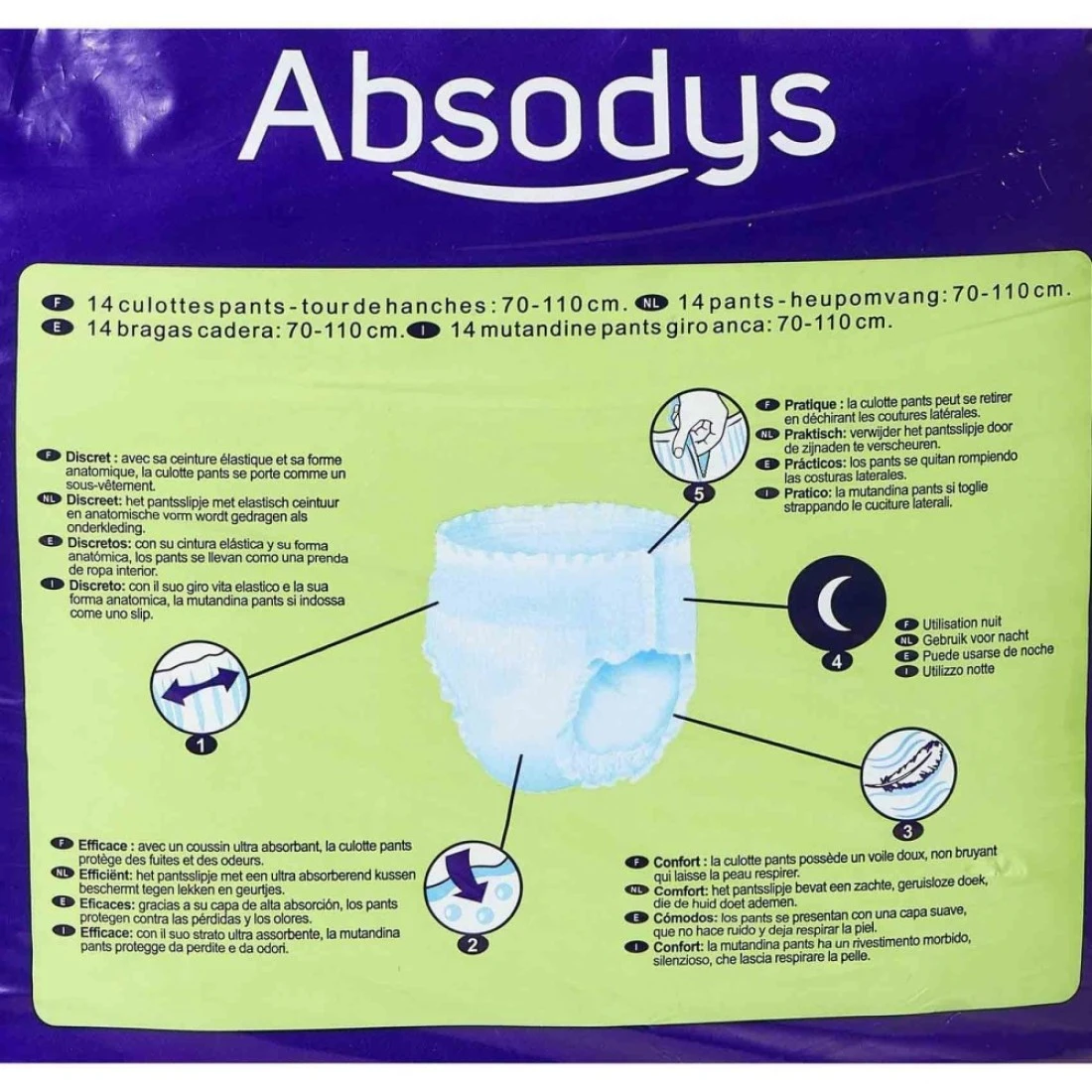 Carrefour Absodys Pants Night Adult Diaper Medium White 14 Diapers