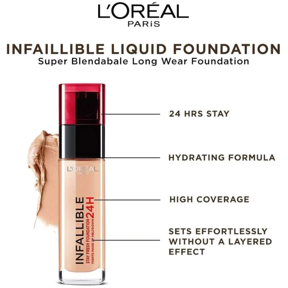 L&#39;Oreal Paris Infallible 24H Fresh Wear Liquid Foundation 140 Golden Beige 30ml