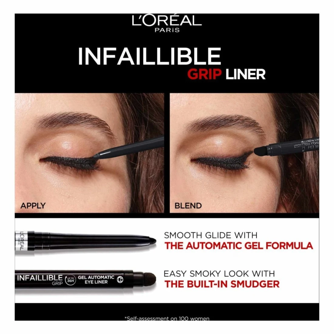 لوريال باريس إنفالبل غريب جل أوتوماتيك محدد عيون بتركيبة جل يدوم حتى 36 ساعة - أسود مكثف