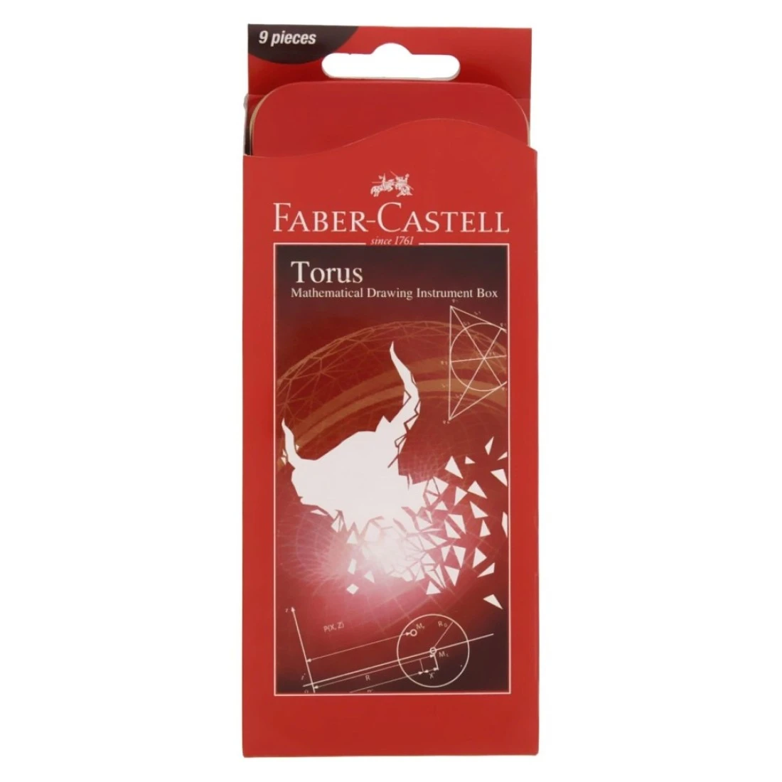 فابر كاستال توريس صندوق أدوات رسم رياضي، 9 قطع - أحمر.
