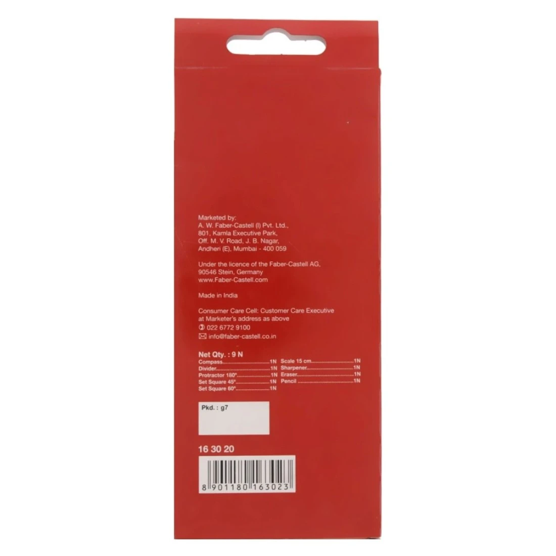 فابر كاستال توريس صندوق أدوات رسم رياضي، 9 قطع - أحمر.