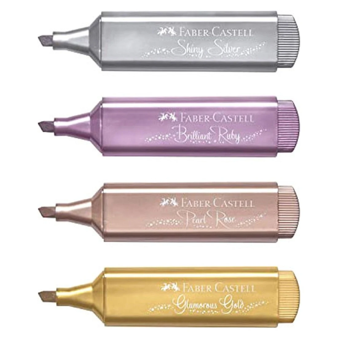 فابر كاستل ميتاليك هايلايتر قلم تحديد وتظليل بتأثير معدني 4 قطع - متعدد الألوان